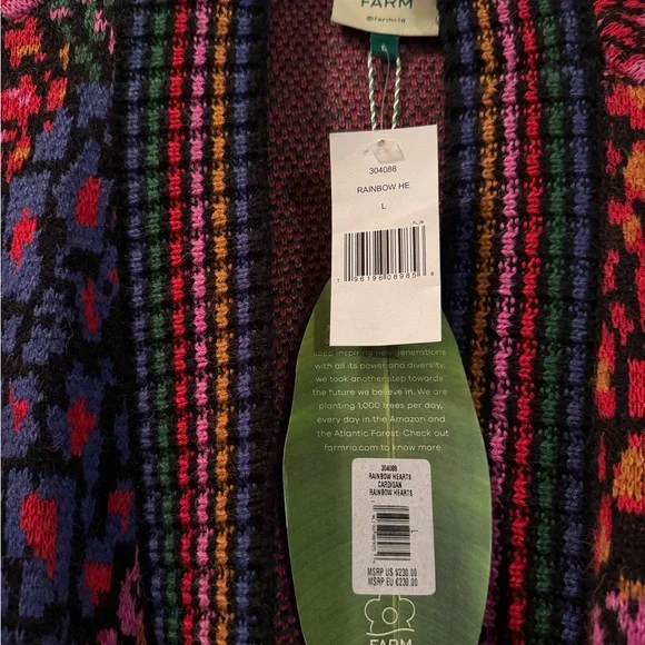 Farm Rio rainbow knit wool Cardigan - Pink, Purple, Orange, Green, Blue - Picture 4 of 5